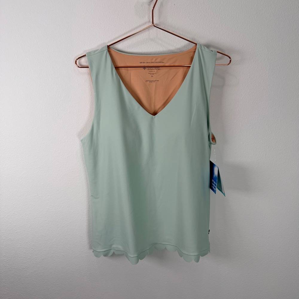 Coolibar Acropora Scallop Tank Womens XL Sage Green UPF 50+ Sun Protection 10767